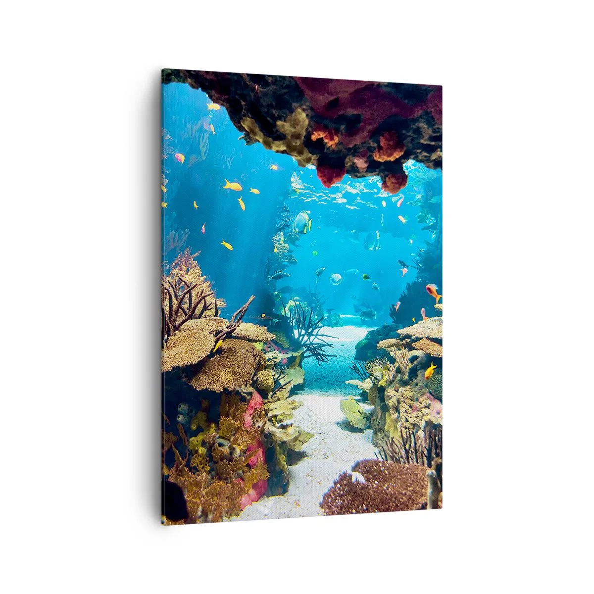 Obraz na płótnie - Podwodny świat z rafą koralową i rybami - 70x100cm - Nawet ci się nie śniło - Nowoczesna dekoracja ścienna do salonu i sypialni ARTTOR