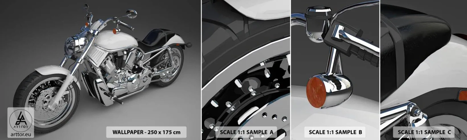Fototapeta Próbka Samoprzylepna Deluxe Sticker - Aż chce się klęknąć - Motoryzacja, Motocykl, Podróże - 100x30 cm