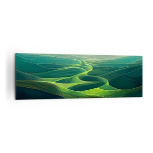 Obraz na płótnie - Zielone wzgórza z falistymi ścieżkami - 160x50cm - W zielonych dolinach - Nowoczesna dekoracja ścienna do salonu i sypialni ARTTOR