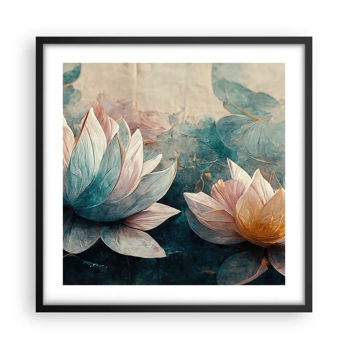 Plakat w czarnej ramie - Gwiazdy jeziora - 50x50 cm