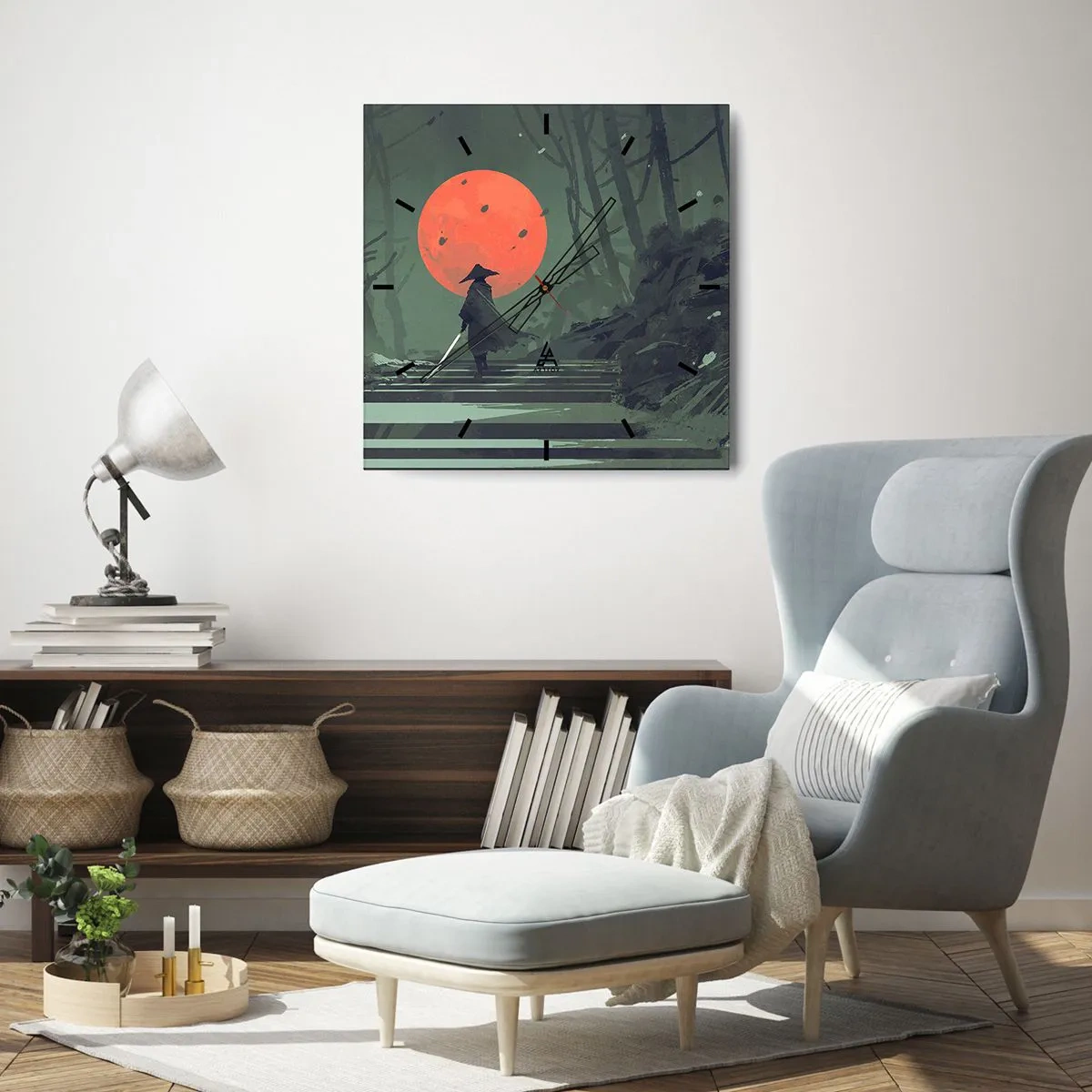 Zegar ścienny - Wojownik czerwonego księzyca - 40x40 cm