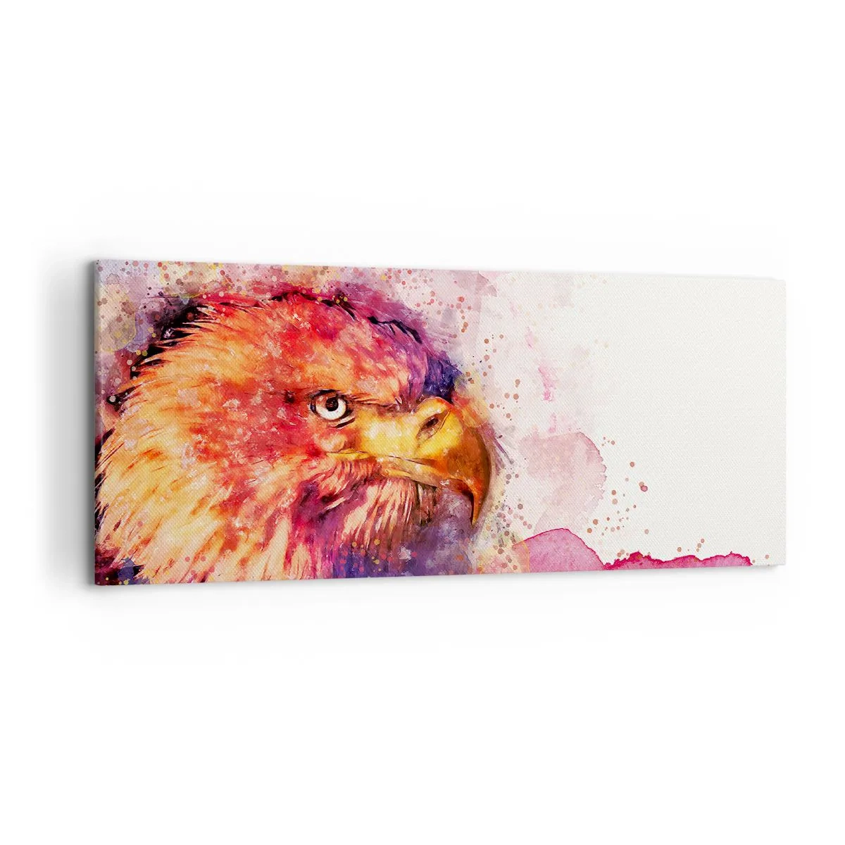 Obraz na płótnie - Portret orła w artystycznych akwarelowych barwach - 120x50cm - Nie chcesz wiedzieć, o czym myślę - Nowoczesna dekoracja ścienna do salonu i sypialni ARTTOR