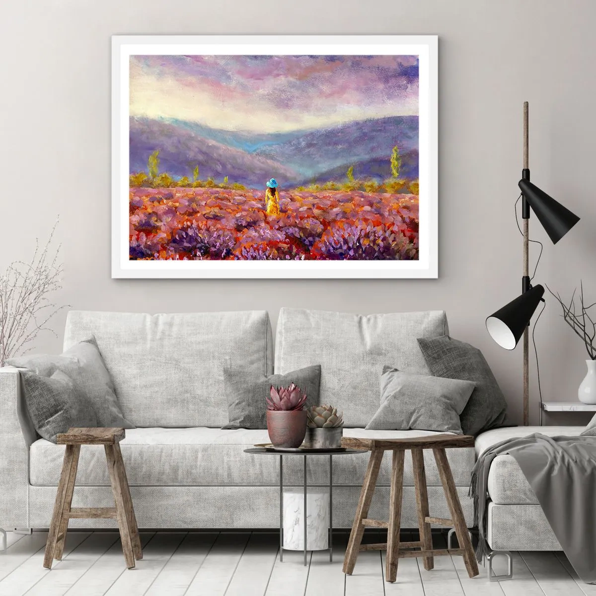Plakat w białej ramie - W lawendowym świecie - 40x30 cm