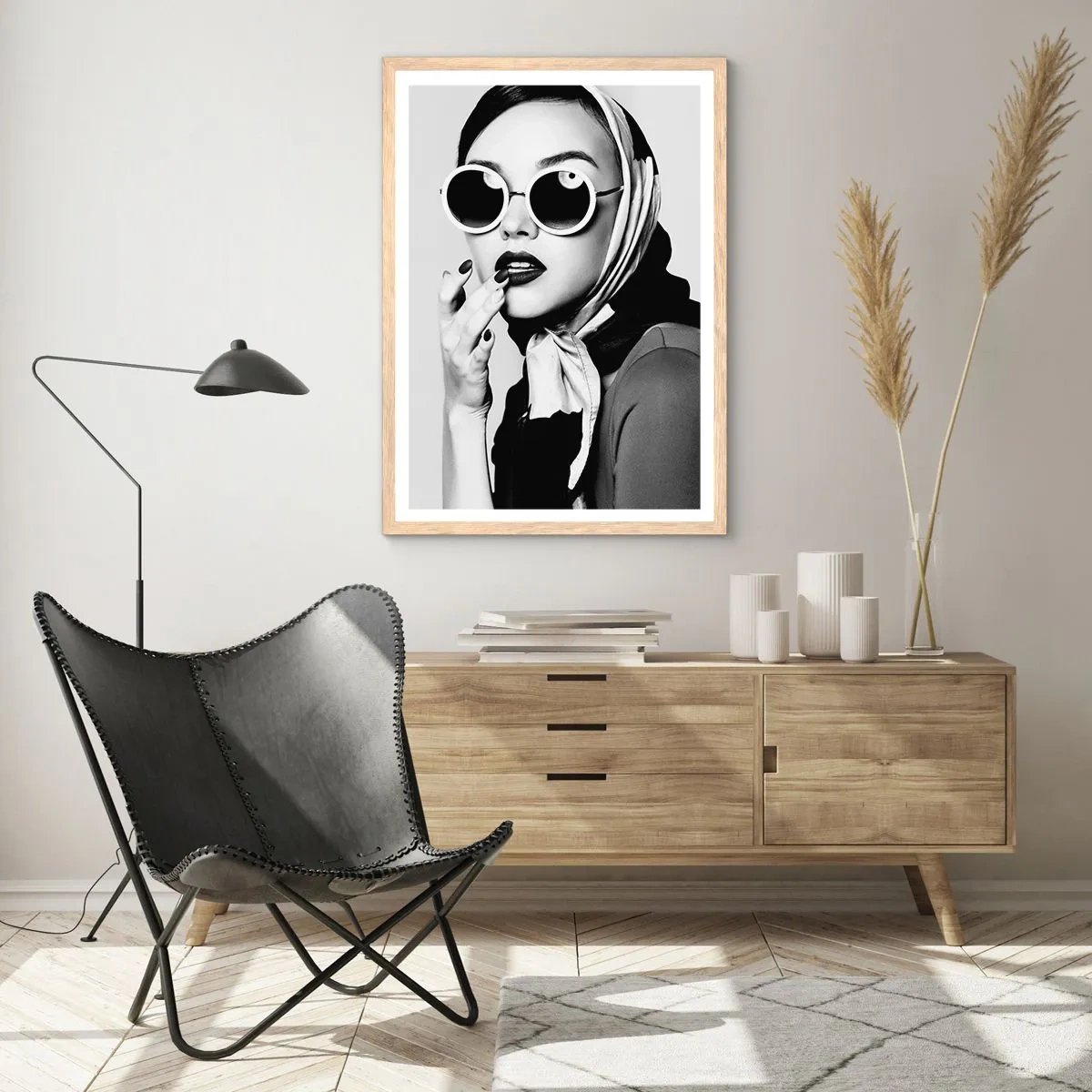 Plakat w ramie jasny dąb - Pozdrowienia z lat 60. - 70x100 cm
