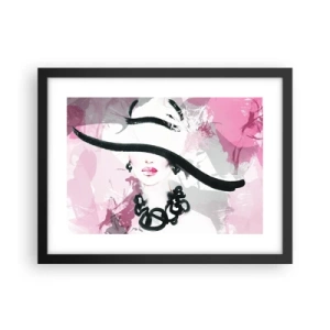 Plakat w czarnej ramie - Portret damy w czerni i różu - 40x30 cm