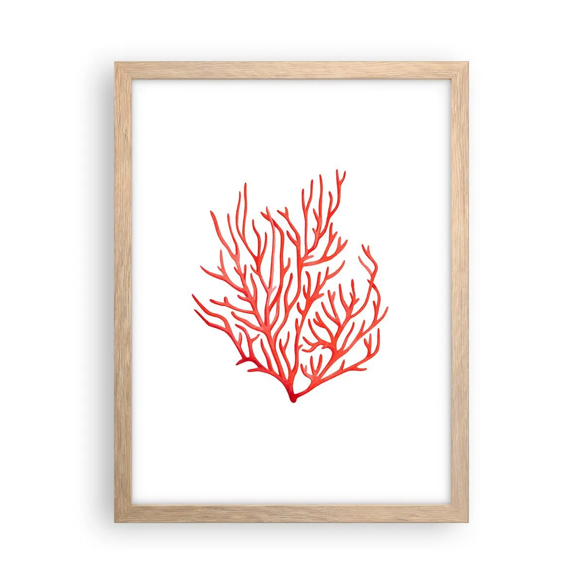 Plakat w ramie jasny dąb - Koralowy filigran - 30x40 cm