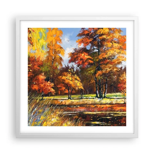 Plakat w białej ramie - Pejzaż w złocie i brązie - 50x50 cm