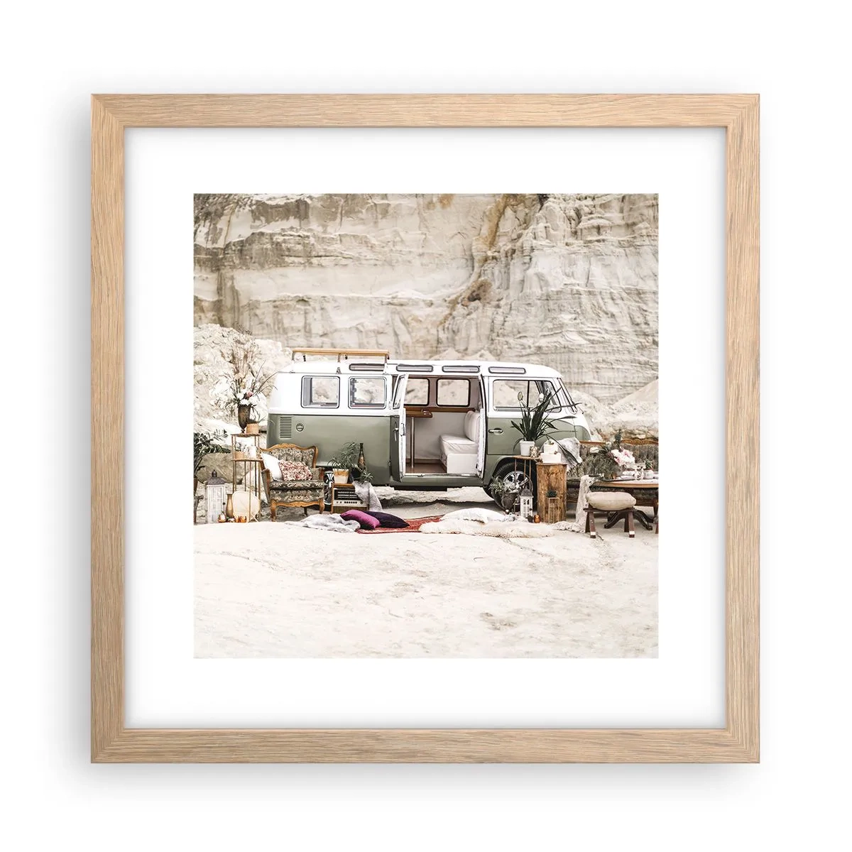 Plakat w ramie jasny dąb - Podróż czas zacząć - 30x30 cm