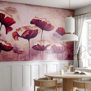 Fototapeta Samoprzylepna Deluxe Sticker - Płatek czerwony i biały - Abstrakcja, Kwiaty, Sztuka - 250x175 cm