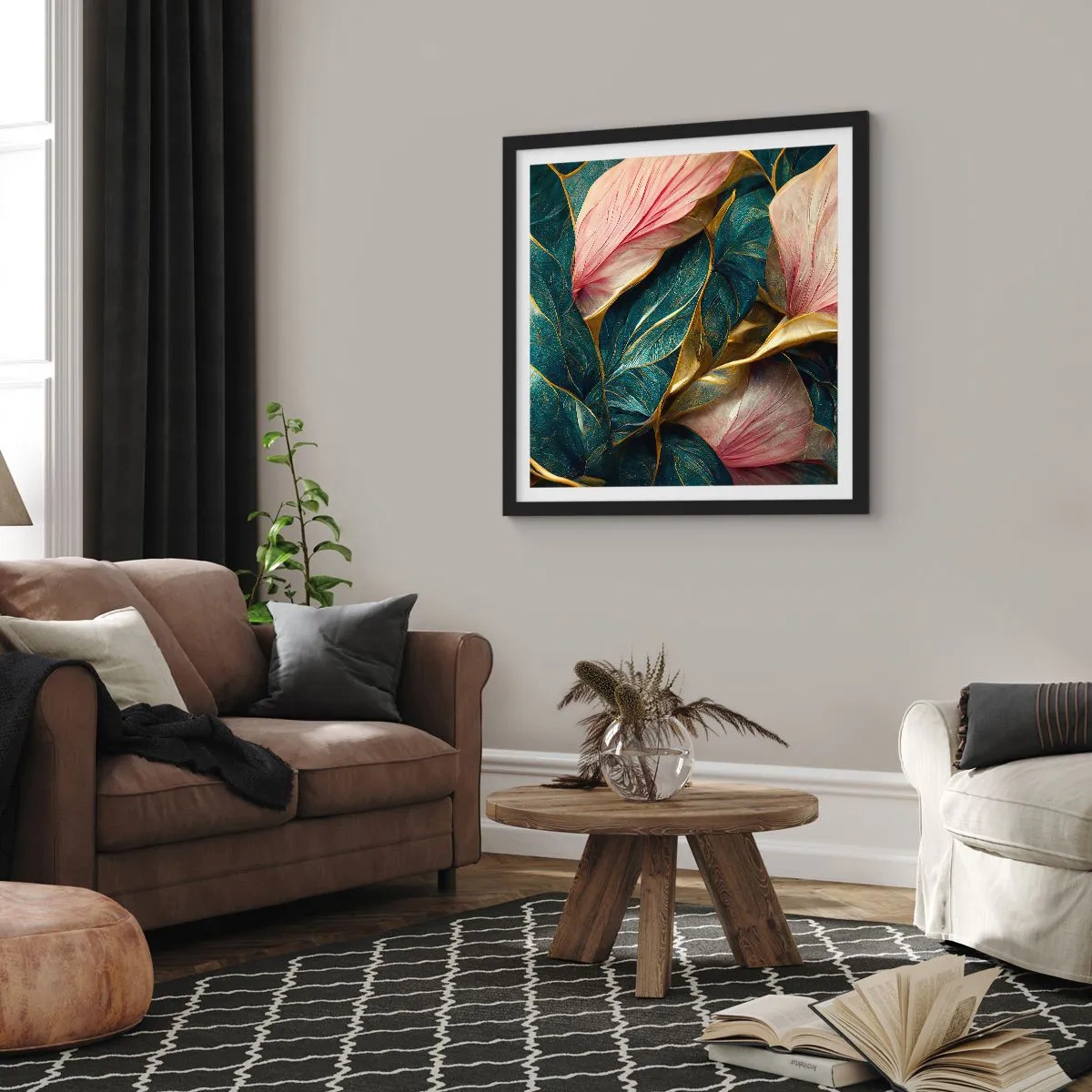 Plakat w czarnej ramie - Naturalna elegancja i styl - 30x30 cm