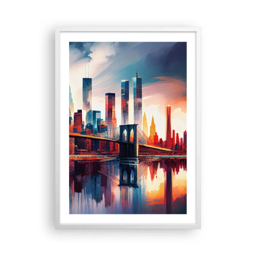 Plakat w białej ramie - Zjawiskowy Nowy Jork - 50x70 cm