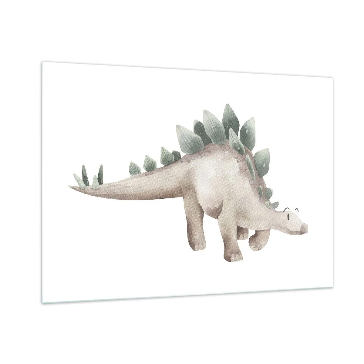 Obraz na szkle - Uroczy dinozaur w pastelowych barwach na białym tle - 100x70cm - Wasz przyjaciel - Nowoczesna dekoracja ścienna do salonu, kuchni i sypialni ARTTOR