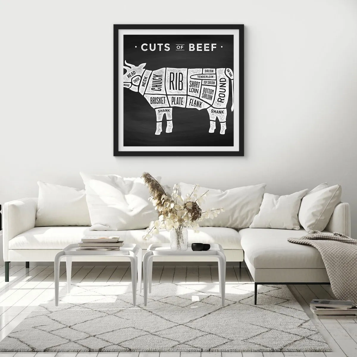 Plakat w czarnej ramie - Elementarz masarza - 50x50 cm