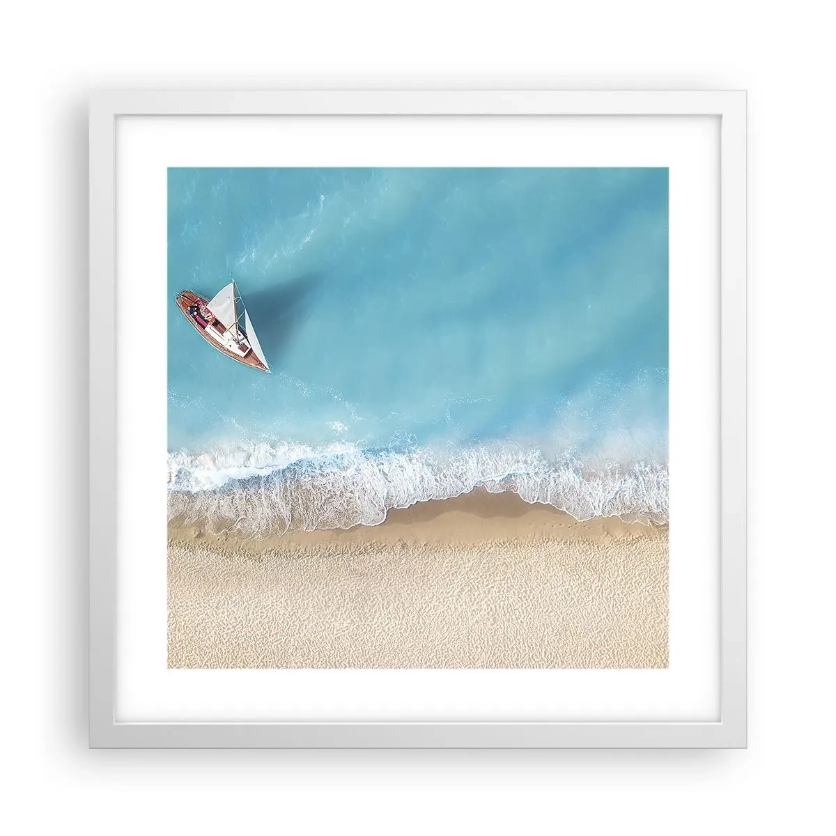Plakat w białej ramie - Na granicy błękitu i złota - 40x40 cm