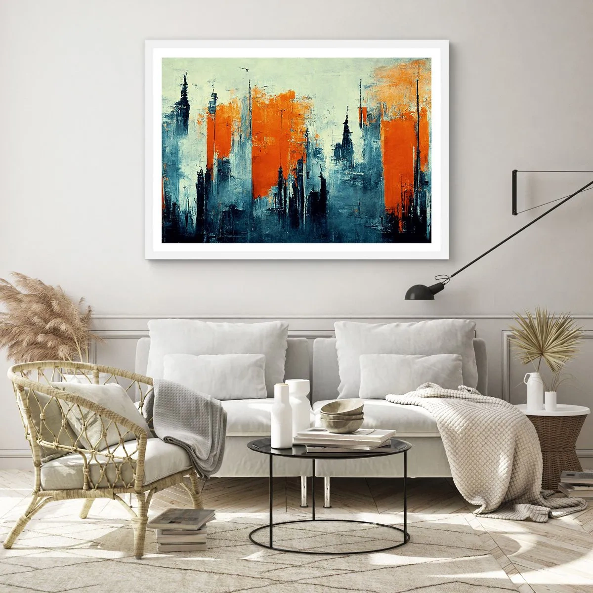 Plakat w białej ramie - Pejzaż nowoczesny - 100x70 cm