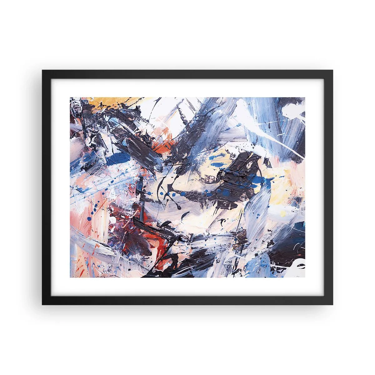 Plakat w czarnej ramie - Szalony taniec abstrakcji - 50x40 cm