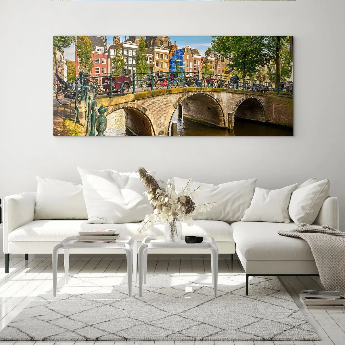 Obraz na szkle - Wiosna nad kanałem - 90x30 cm