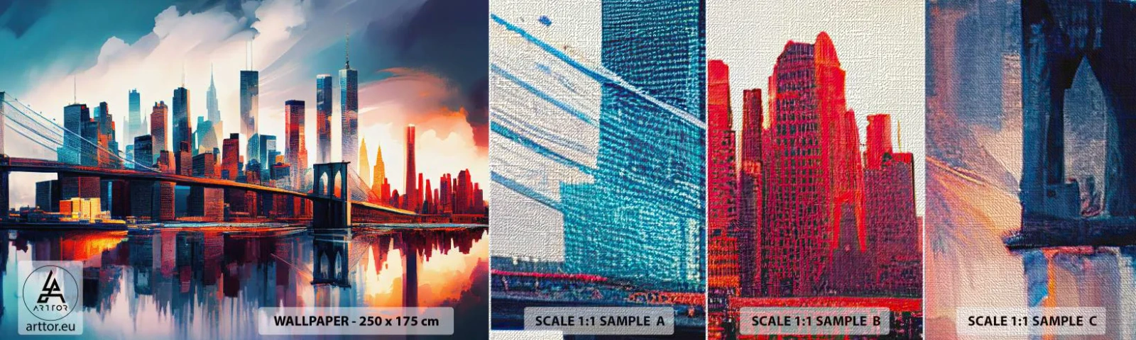 Fototapeta Próbka Premium Canvas - Zjawiskowy Nowy Jork - Miasto, Most, Architektura - 100x30 cm