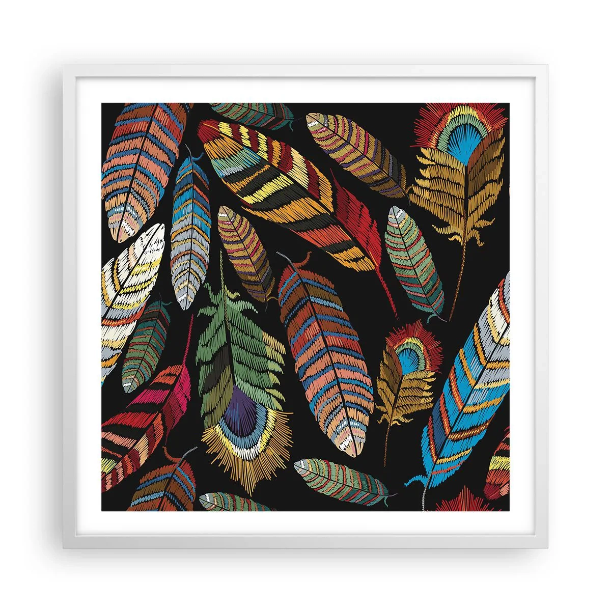 Plakat w białej ramie - Ptasi karnawał - 60x60 cm