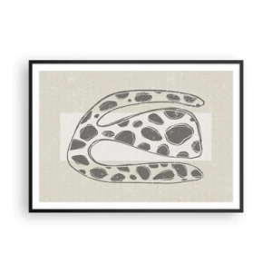 Plakat w czarnej ramie - Abstrakcyjny wzór organiczny w odcieniach szarości - 100x70cm - Przedziwne stworzenie - Nowoczesna dekoracja ścienna do salonu i sypialni ARTTOR