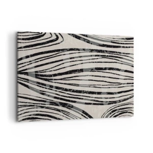 Obraz na płótnie - Abstrakcyjne fale w czarno-białych odcieniach - 120x80cm - Rozlewisko linii - Nowoczesna dekoracja ścienna do salonu, kuchni i sypialni ARTTOR