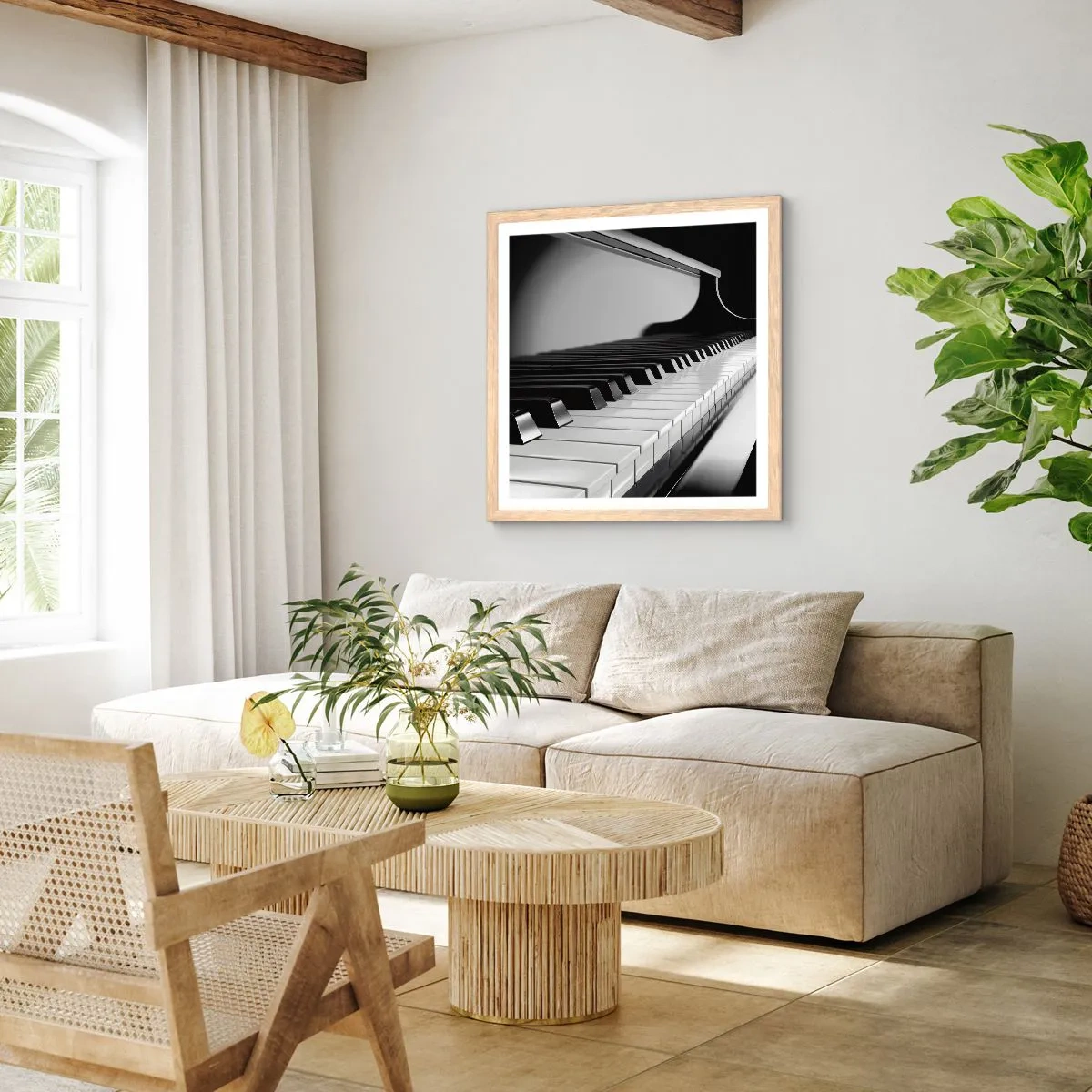 Plakat w ramie jasny dąb - Harmonia kształtów i barw - 40x40 cm