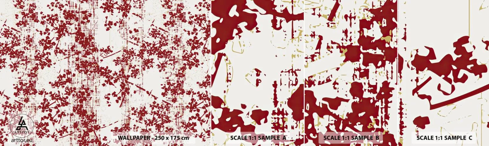 Fototapeta Próbka Samoprzylepna Deluxe Sticker - Jak dawny perkalik - Postarzany, Wzór, Kwiatki - 100x30 cm