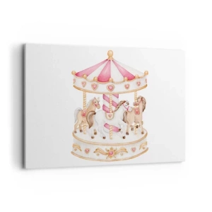 Obraz na płótnie - Kolorowa karuzela w stylu vintage z końmi - 120x80cm - Słodki świat dzieciństwa - Nowoczesna dekoracja ścienna do salonu, kuchni i sypialni ARTTOR