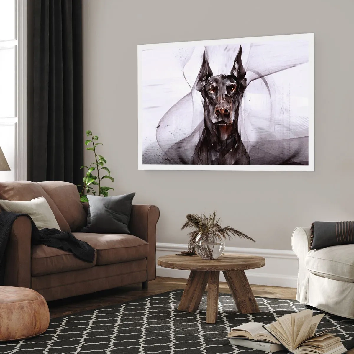 Plakat - Abstrakcyjny portret psa w artystycznym ujęciu - 100x70cm - Szlachetnie urodzony - Nowoczesna dekoracja ścienna do salonu i sypialni ARTTOR