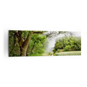 Obraz na płótnie - Polna droga wśród zielonych drzew i promieni słońca - 160x50cm - Et in Arcadia ego - Nowoczesna dekoracja ścienna do salonu i sypialni ARTTOR