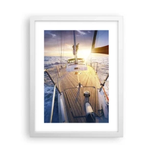 Plakat w białej ramie - Biegnąca po falach - 30x40 cm