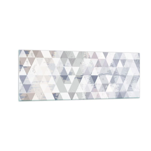 Obraz na szkle - Geometryczny wzór z trójkątów w pastelowych odcieniach - 140x50cm - W rytmie na trzy - Nowoczesna dekoracja ścienna do salonu i sypialni ARTTOR