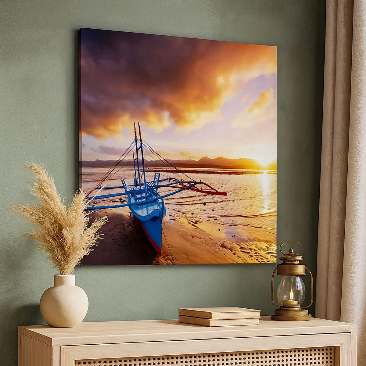 Obraz na płótnie - Po całym dniu wyciągnąć się na piasku - 30x30 cm