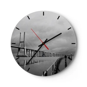 Zegar ścienny - Most z rowerzystą na ścieżce w deszczowy dzień - 30x30cm - Każdemu co mu się należy - Nowoczesna dekoracja ścienna do salonu, kuchni i sypialni ARTTOR