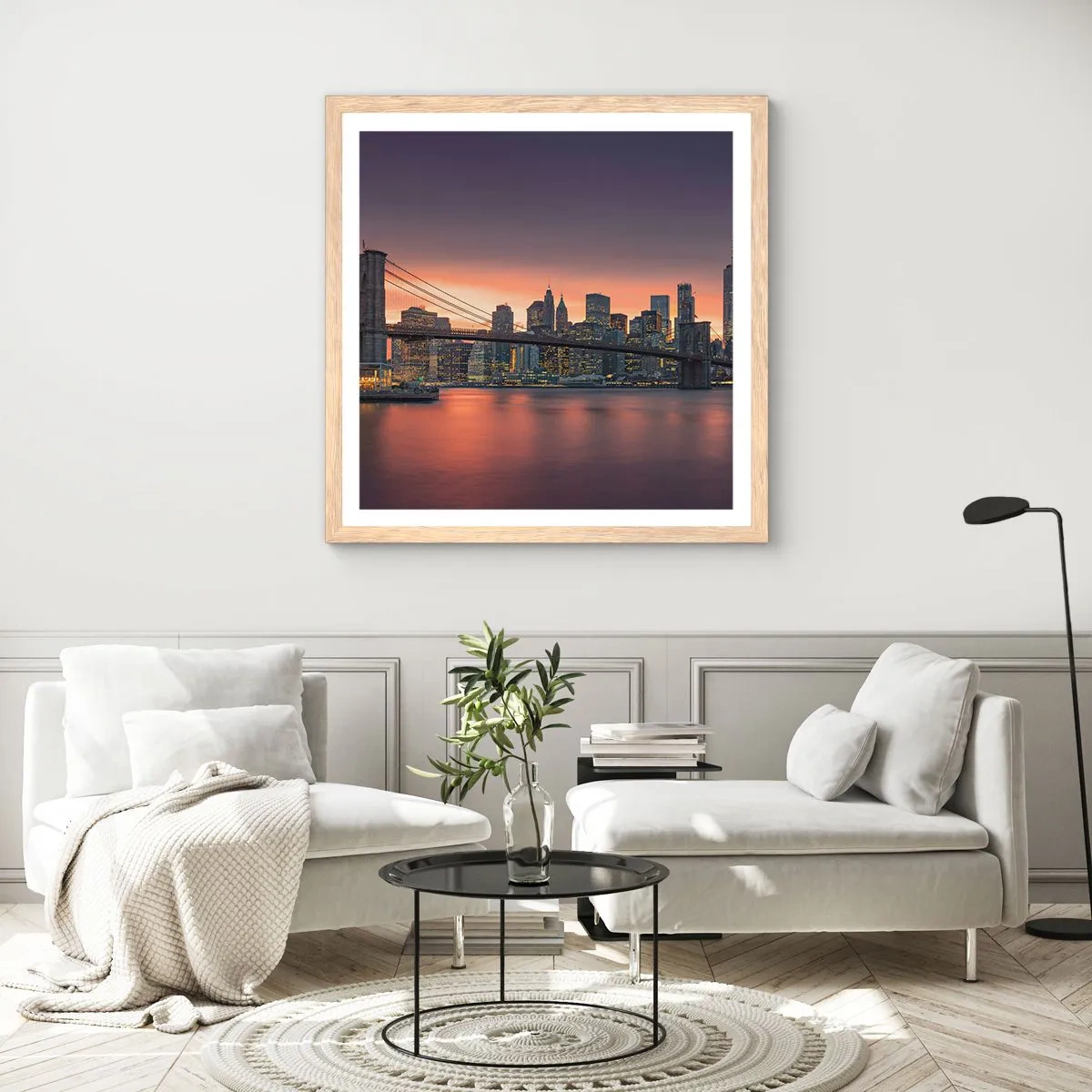 Plakat w ramie jasny dąb - Zatopione w liliowej ciszy - 40x40 cm