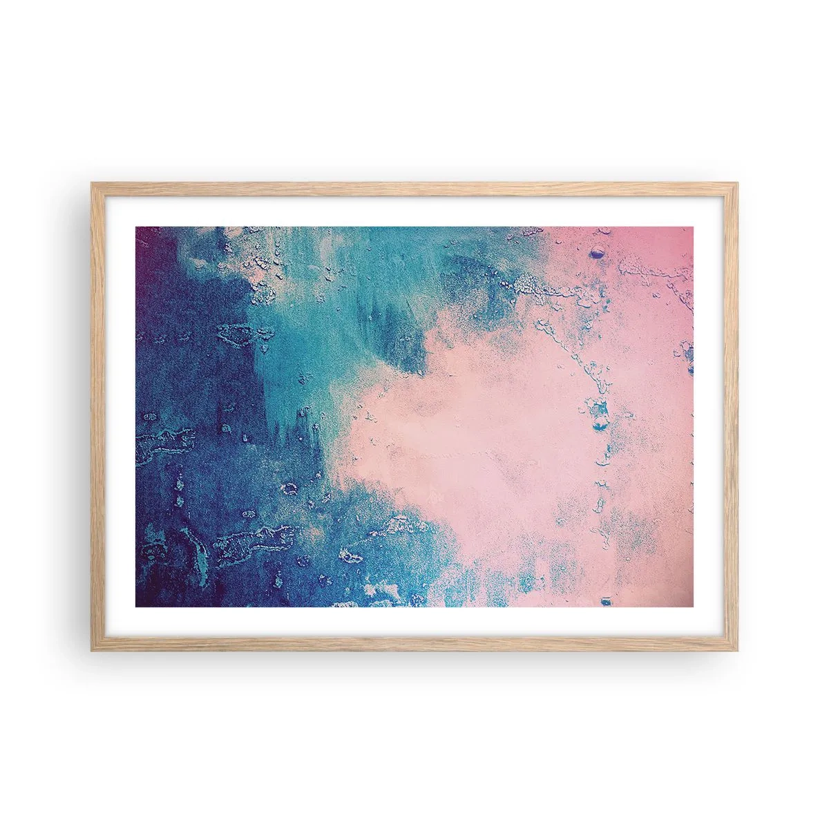 Plakat w ramie jasny dąb - Błękitne objęcia - 70x50 cm