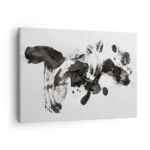 Obraz na płótnie - Abstrakcyjna kompozycja czarnych plam na białym tle - 70x50cm - W szaleństwie metoda? - Nowoczesna dekoracja ścienna do salonu i sypialni ARTTOR