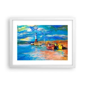 Plakat w białej ramie - Popołudnie w tęczowej zatoce - 40x30 cm