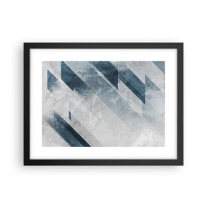 Plakat w czarnej ramie - Kompozycja przestrzenna – ruch szarości - 40x30 cm