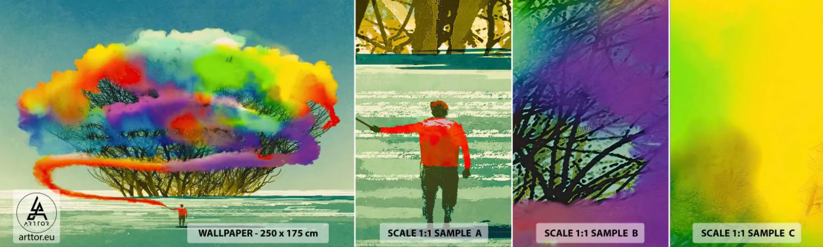 Fototapeta Próbka Samoprzylepna Deluxe Sticker - Ożywić ten świat - Abstrakcja, Człowiek, Nowoczesny Wzór - 100x30 cm