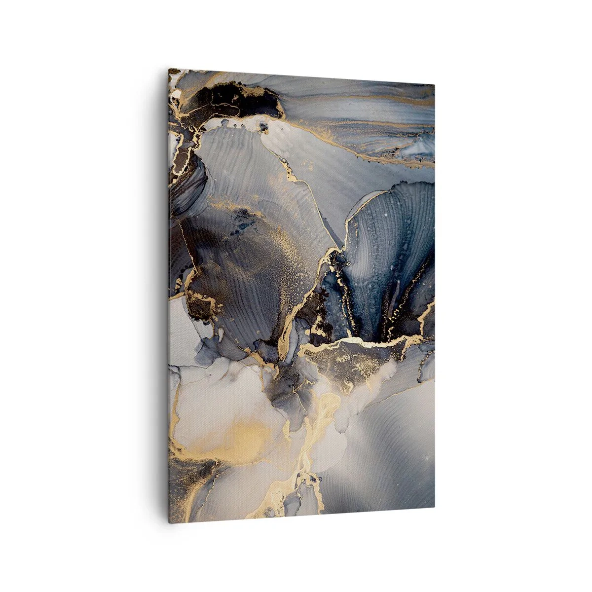 Obraz na płótnie - Abstrakcyjne złoto i szarość na płótnie - 80x120cm - Życie kamienia - Nowoczesna dekoracja ścienna do salonu i sypialni ARTTOR