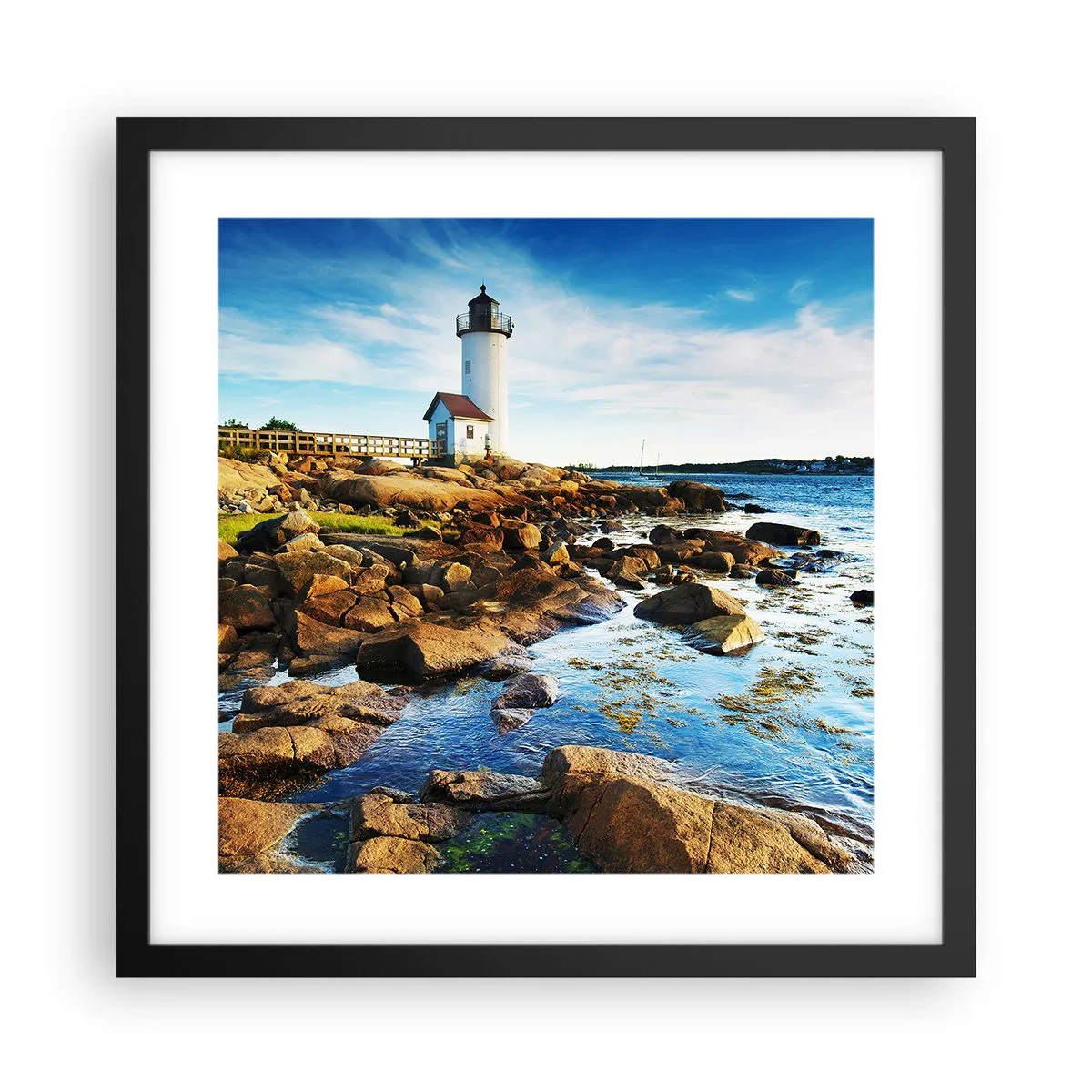 Plakat w czarnej ramie - Wracajcie szczęśliwie, czekam - 40x40 cm