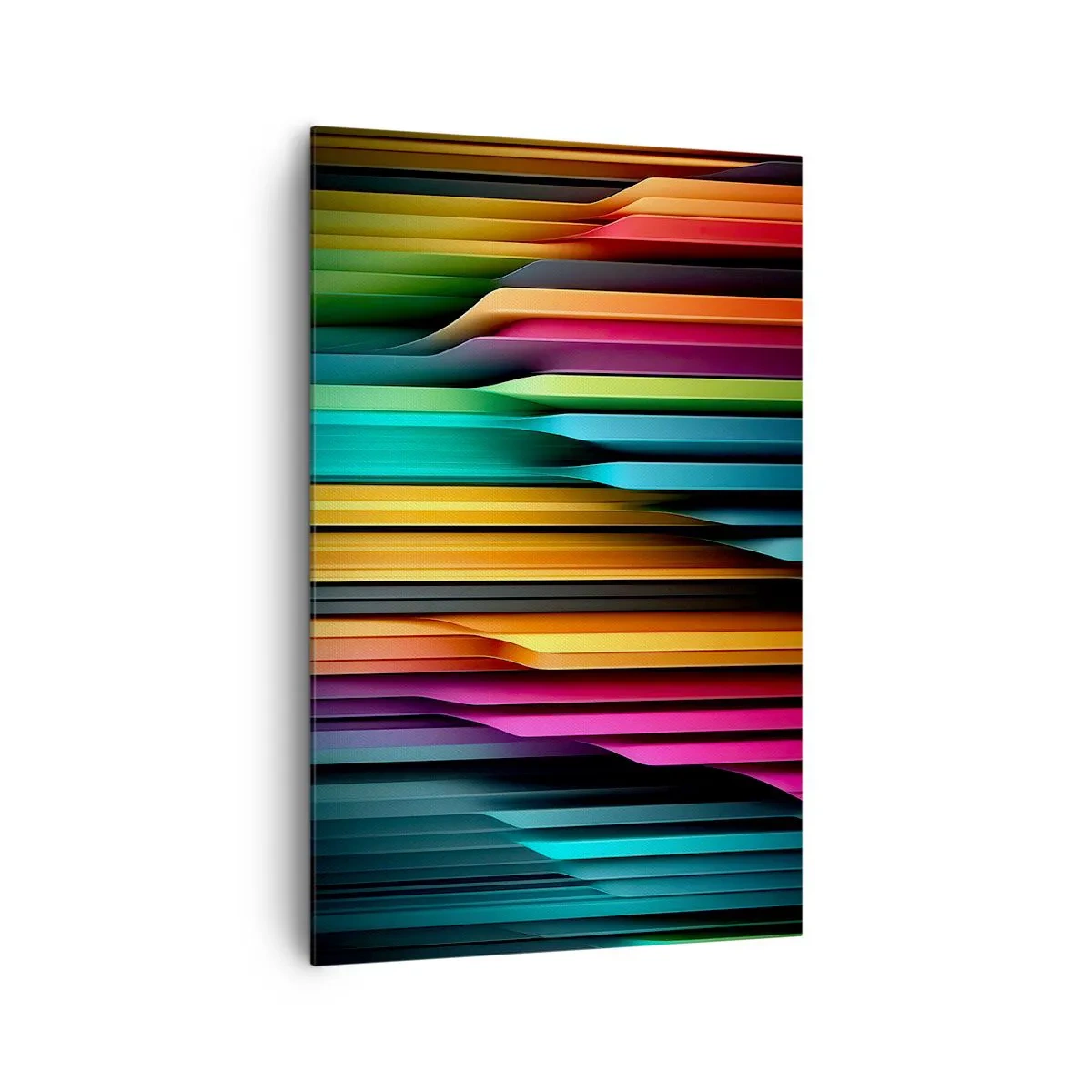 Obraz na płótnie - Kolorowe pionowe linie tworzące dynamiczną abstrakcję - 80x120cm - Świetlne organy - Nowoczesna dekoracja ścienna do salonu i sypialni ARTTOR