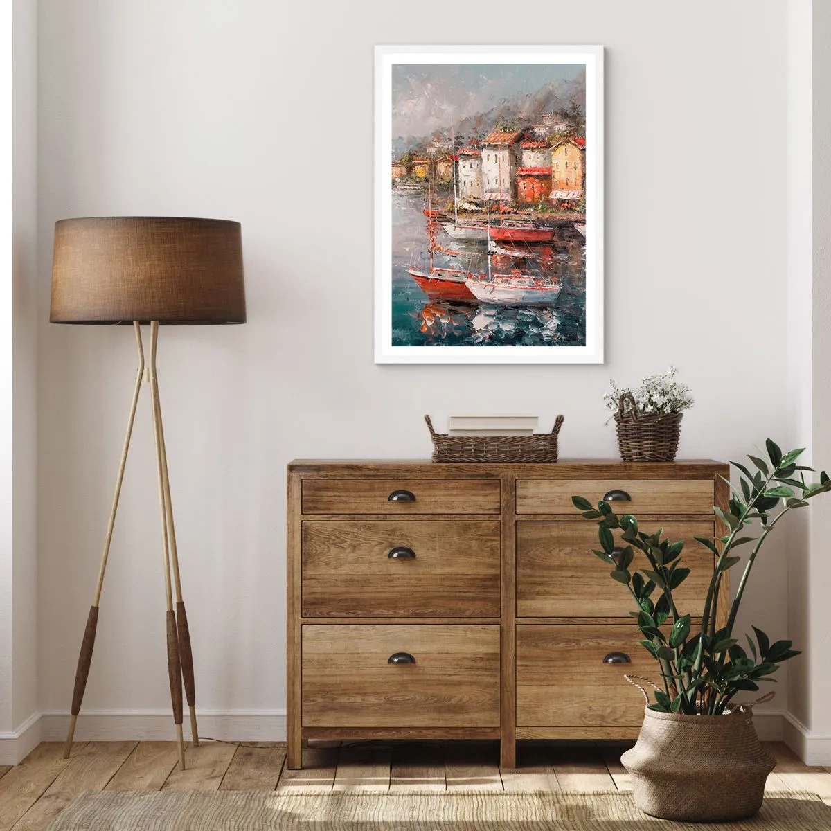 Plakat w białej ramie - Romantyczna przystań - 50x70 cm