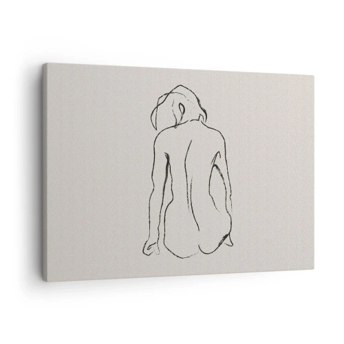 Obraz na płótnie - Subtelny szkic dziewczęcej sylwetki z widokiem z tyłu - 70x50cm - Akt dziewczęcy - Nowoczesna dekoracja ścienna do salonu i sypialni ARTTOR