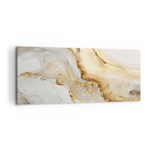Obraz na płótnie - Złote i marmurowe abstrakcyjne wzory na jasnym tle - 120x50cm - Abstrakcja: piękno i dobro - Nowoczesna dekoracja ścienna do salonu i sypialni ARTTOR