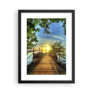 Plakat w czarnej ramie - Zachód nad wodą - 30x40 cm