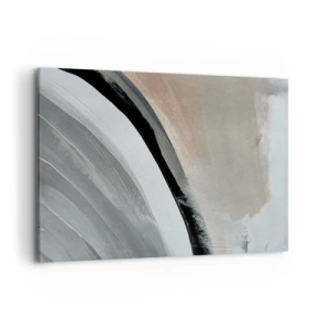 Obraz na płótnie - Abstrakcyjny łuk w odcieniach czerni, szarości i beżu - 120x80cm - Kompozycja: łuk czerni i szarości - Nowoczesna dekoracja ścienna do salonu, kuchni i sypialni ARTTOR