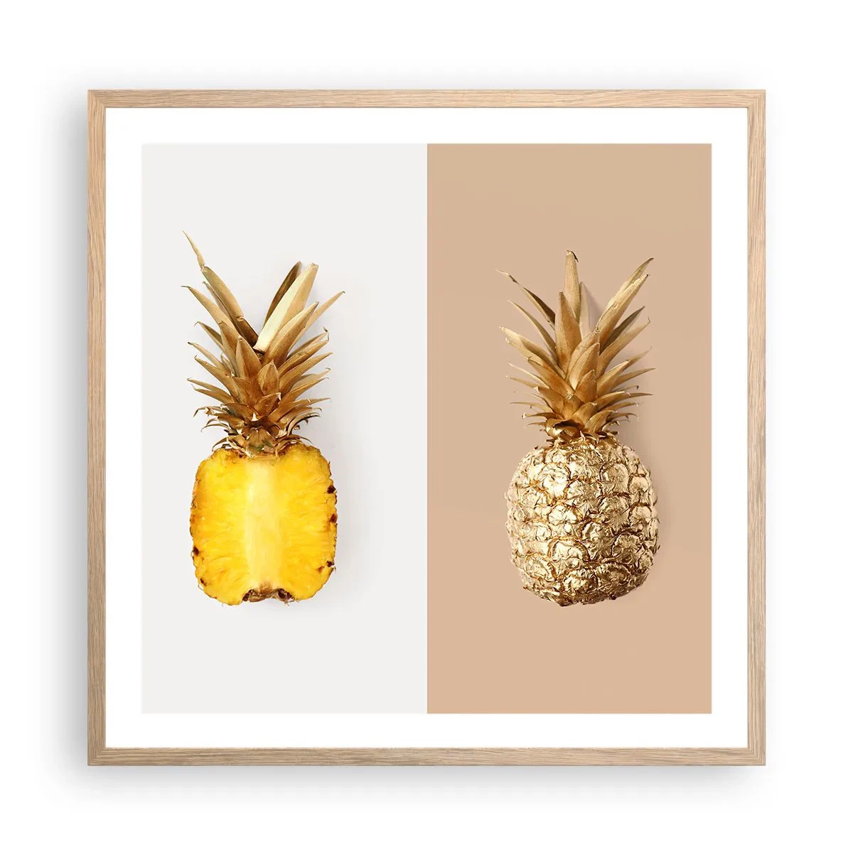 Plakat w ramie jasny dąb - Ananas dla nas - 60x60 cm