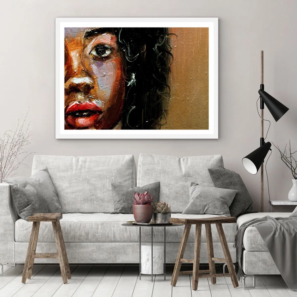 Plakat w białej ramie - Czerń i blask - 100x70 cm